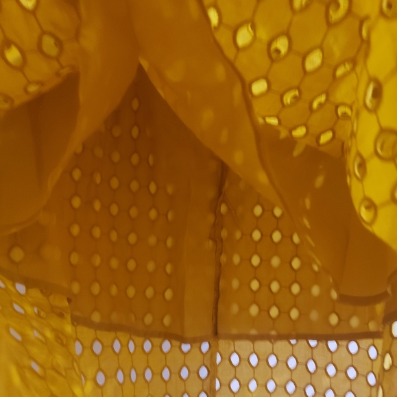 H&M Mustard Yellow Midi Skirt 100% Cotton Slip Side Zip Boho Woman Size 8 NWOT - Picture 5 of 9